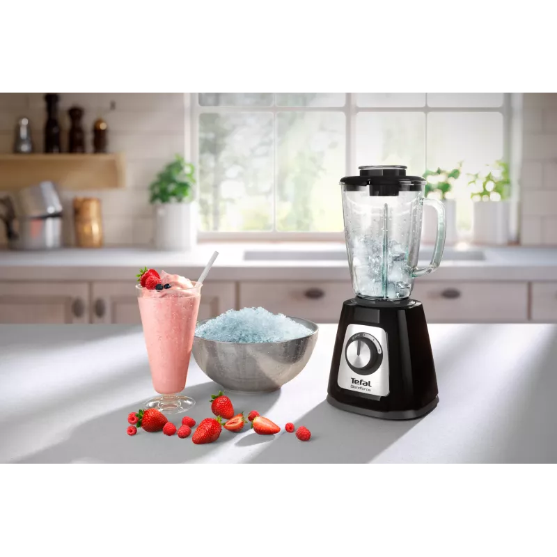Tischmixer Tefal BlendForce II BL4388 — 800 W, 1,25 l Glaskrug, Eiscrushen, schwarz/gebürsteter Edelstahl