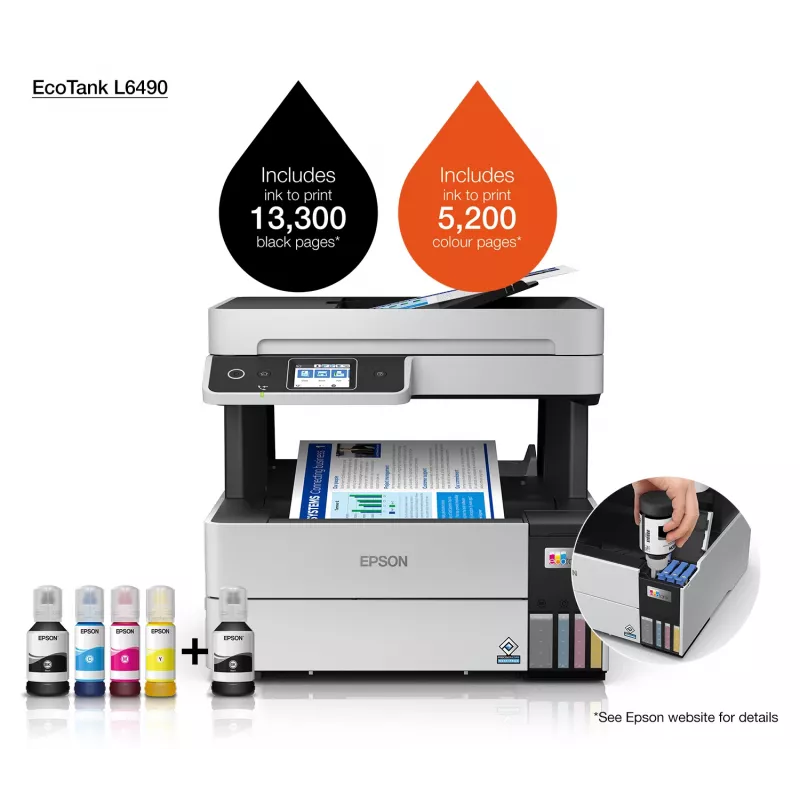 Multifunktionsdrucker Epson EcoTank L6490 — Inkjet Farbe, 4800x1200 dpi, 37 ppm, A4 Duplex, Wi‑Fi, Ethernet
