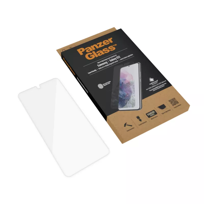 PanzerGlass UltraForce1 7293 Displayschutz für Samsung Galaxy S22, gehärtetes Glas, hüllenfreundlich, transparent