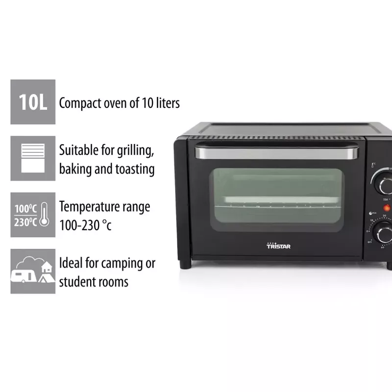 Mini-Backofen Tristar OV-3615 10L 800W Schwarz Freistehend