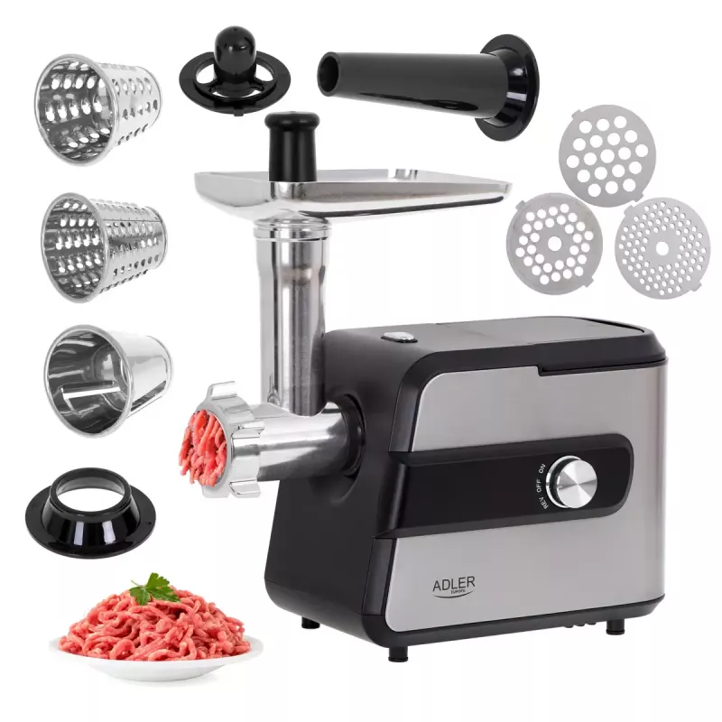 Fleischwolf Adler AD 4813 2000 W Schwarz Silber