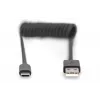 Digitus AK-300430-006-S USB 2.0 USB-A auf USB-C Spiralkabel, 1 m, 480 Mbit/s, 60 W PD, schwarz