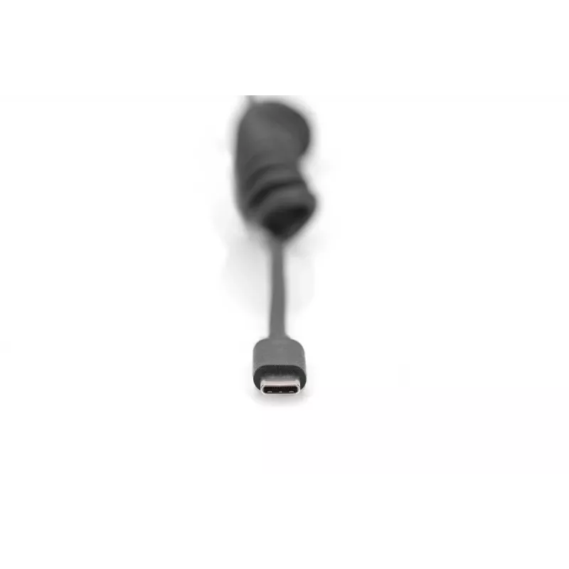 Digitus AK-300430-006-S USB 2.0 USB-A auf USB-C Spiralkabel, 1 m, 480 Mbit/s, 60 W PD, schwarz