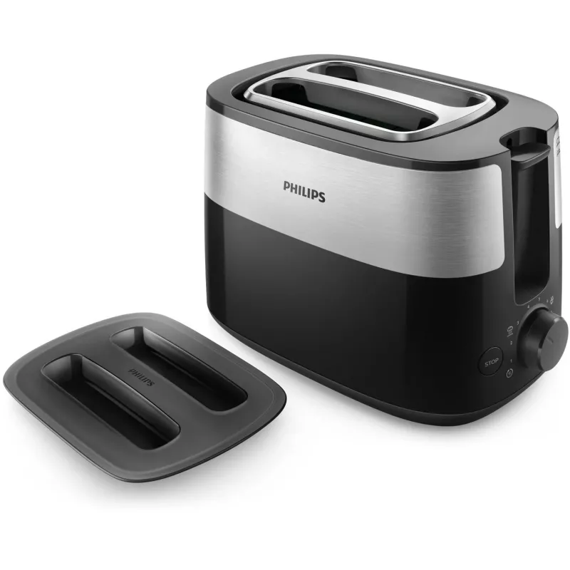 Philips Daily Collection HD2517/90 Toaster, 2 Schlitze, 830 W, Schwarz/Silber