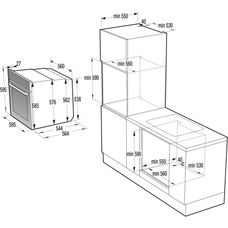 Gorenje BO3CO4L02 1 BOS67371CLB PL_ILCL, Groß, Elektrisch, 77 L, 2300 W, 77 L, 2300 W
