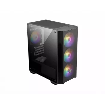 PC-Gehäuse MSI MAG FORGE M100A Micro Tower Schwarz mit gehärtetem Glas, 3x120mm Frontlüfter, RGB, microATX/Mini‑ITX