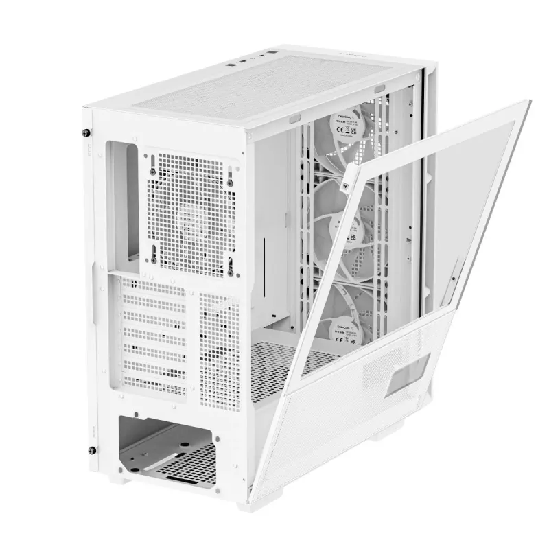 DeepCool CH560 Digital WH Mid-Tower PC-Gehäuse, E-ATX/ATX, gehärtetes Glas, 3x 140-mm-ARGB-Lüfter, digitales Statusdisplay, USB-C, Weiß