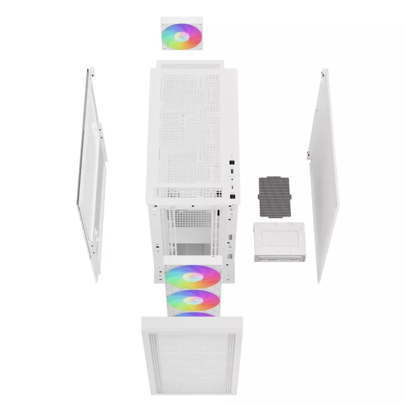 DeepCool CH560 Digital WH Mid-Tower PC-Gehäuse, E-ATX/ATX, gehärtetes Glas, 3x 140-mm-ARGB-Lüfter, digitales Statusdisplay, USB-C, Weiß