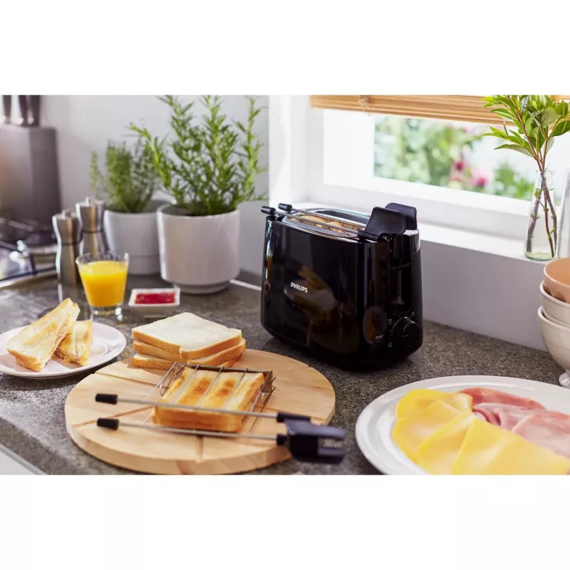 Philips Daily Collection HD2583/90 Toaster, 2 Schlitze, 8 Stufen, 600 W, Schwarz