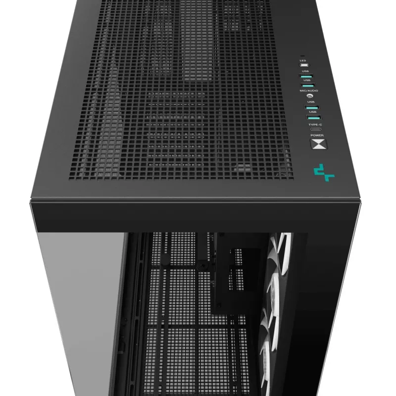DeepCool CH780 Full-Tower-Gaming-Gehäuse, E-ATX, Seitenfenster aus gehärtetem Glas, ohne Netzteil, Schwarz