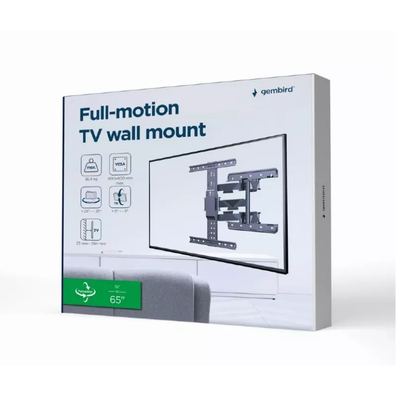 GEMBIRD Full-Motion TV-Wandhalterung, 81,3 cm (32 Zoll) – 165,1 cm (65 Zoll)