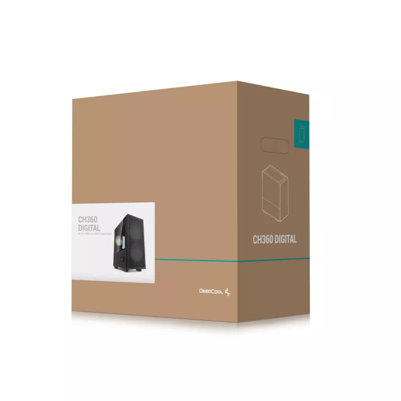 DeepCool CH360 DIGITAL R-CH360-BKAPE3D-G-1 Micro-Tower PC-Gehäuse, micro ATX/Mini-ITX, gehärtetes Glas, schwarz