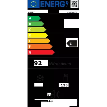 Einbaukühlschrank CANDY CMLS68EW — 135 L netto, statische Kühlung, Drehregler, rechts angeschlagene Tür, 39 dB, Energieklasse E