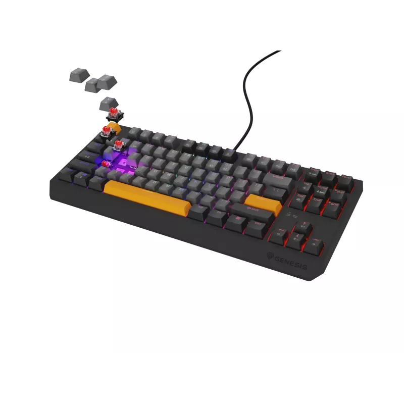 Genesis Thor 230 TKL kabelgebundene mechanische Gaming-Tastatur, US, Anchor Gray Negative, Outemu Red