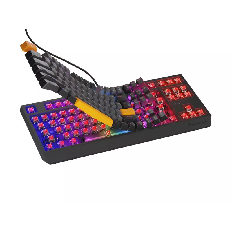 Genesis Thor 230 TKL kabelgebundene mechanische Gaming-Tastatur, US, Anchor Gray Negative, Outemu Red