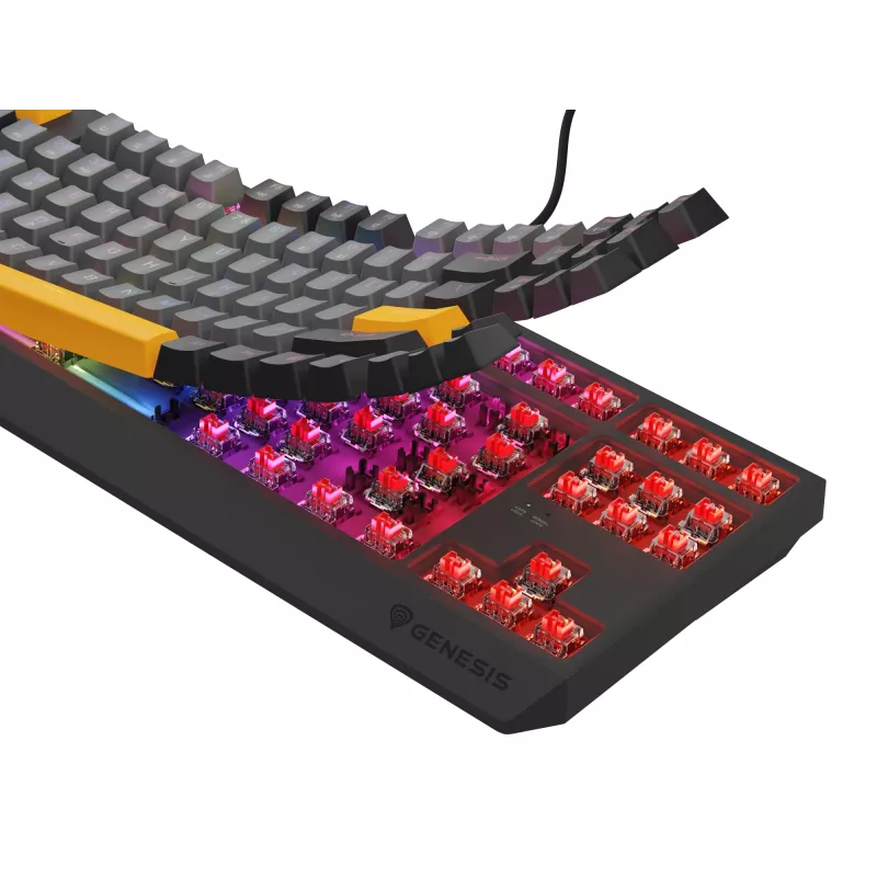Genesis Thor 230 TKL kabelgebundene mechanische Gaming-Tastatur, US, Anchor Gray Negative, Outemu Red