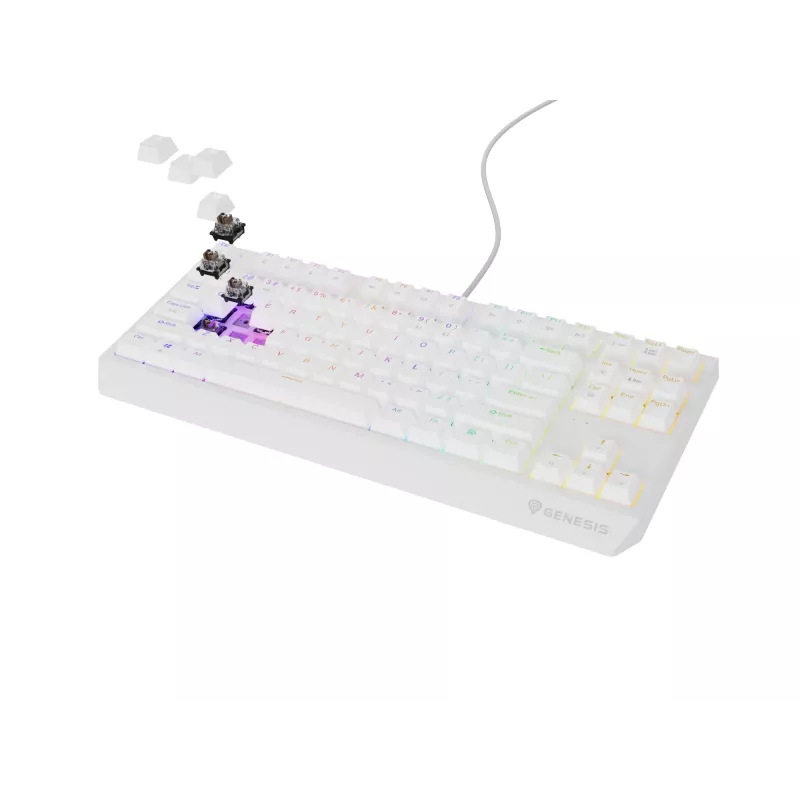 Genesis Thor 230 TKL kabelgebundene mechanische Gaming-Tastatur, US, Weiß, Outemu Brown