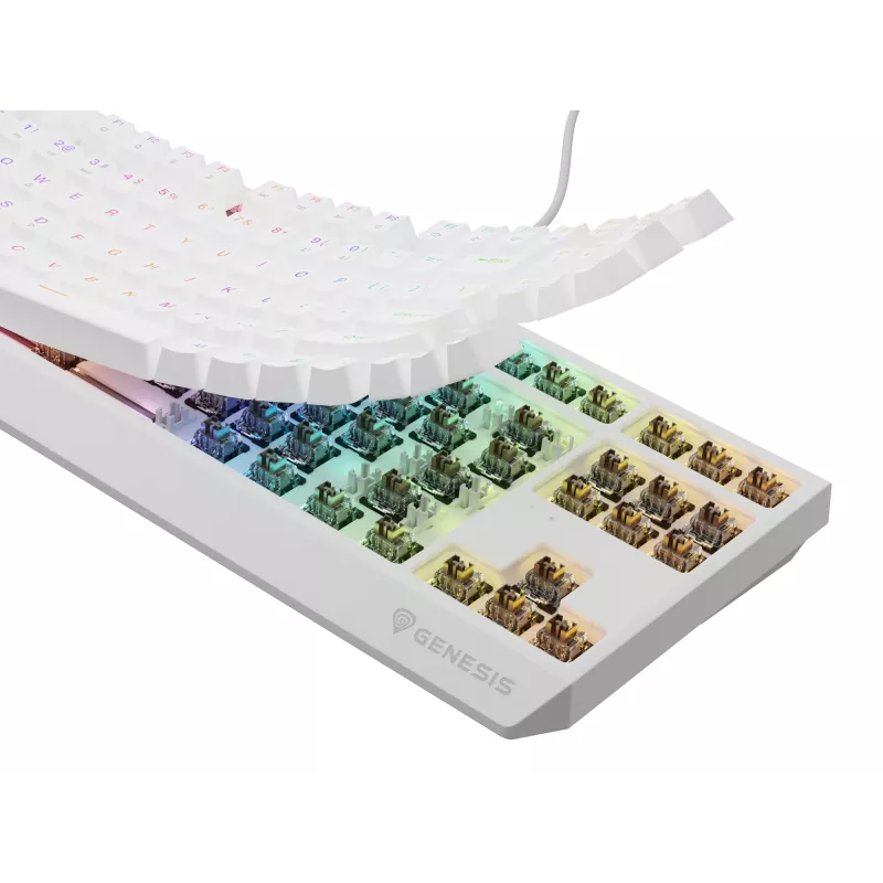 Genesis Thor 230 TKL kabelgebundene mechanische Gaming-Tastatur, US, Weiß, Outemu Brown