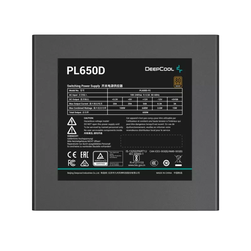 DEEPCOOL Pl650d Netzteil 650 W 20+4 Pin ATX - Schwarz