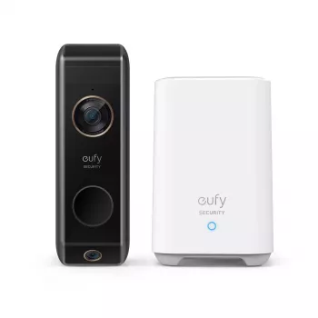 Eufy E8213 kabellose Video-Türklingel 2K mit HomeBase, batteriebetrieben, Schwarz/Weiß