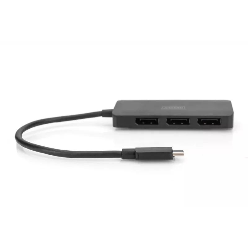 Digitus DS-45334 3-Port-MST-Video-Hub, USB-C auf 3x DisplayPort, Schwarz