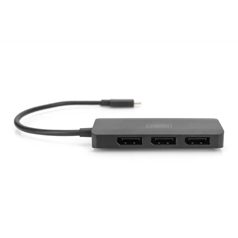 Digitus DS-45334 3-Port-MST-Video-Hub, USB-C auf 3x DisplayPort, Schwarz