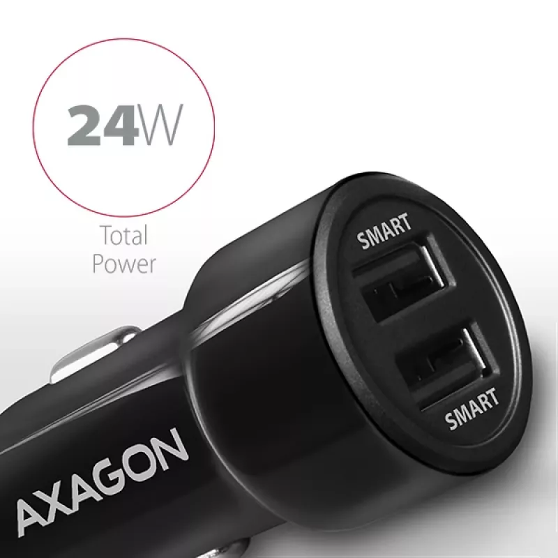Axagon PWC-5V5 SMART Auto-Ladegerät 24W, 2x USB-A-Port, 5V/2,4A + 5V/2,4A