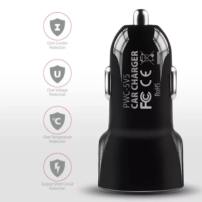Axagon PWC-5V5 SMART Auto-Ladegerät 24W, 2x USB-A-Port, 5V/2,4A + 5V/2,4A