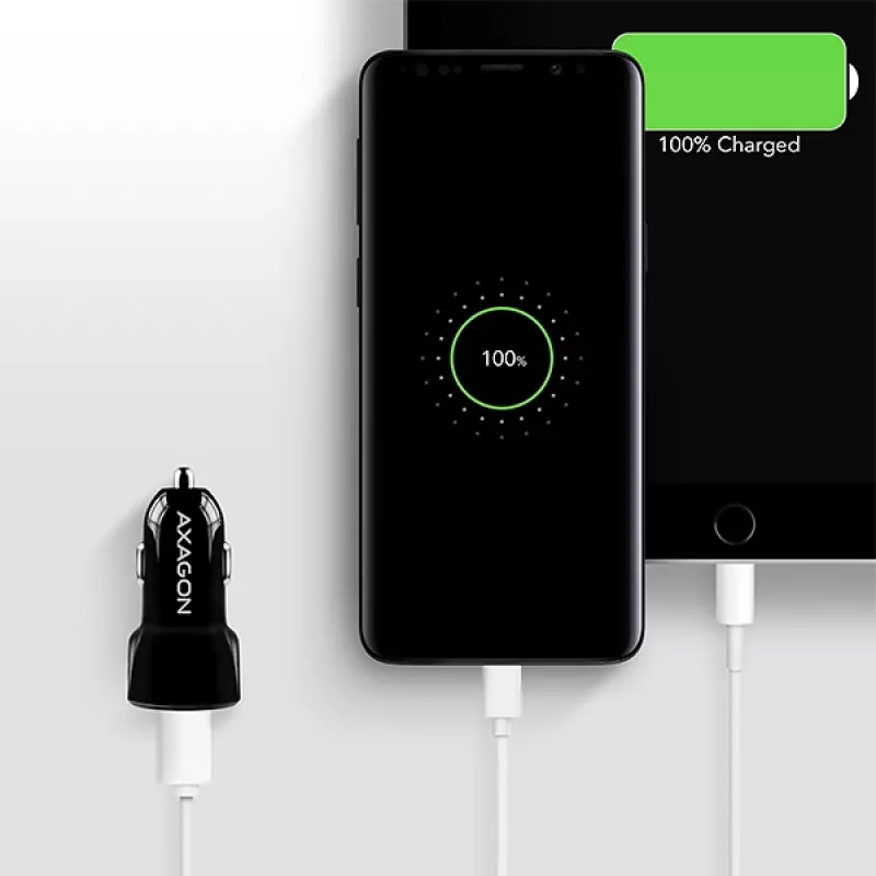 Axagon PWC-5V5 SMART Auto-Ladegerät 24W, 2x USB-A-Port, 5V/2,4A + 5V/2,4A