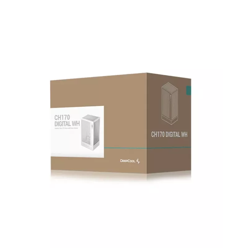 DeepCool CH170 Digital R-CH170-WHNPI0D-G-1 Mini-ITX Mini-Tower-PC-Gehäuse ohne Netzteil, 2x USB 3.0, USB-C, Weiß