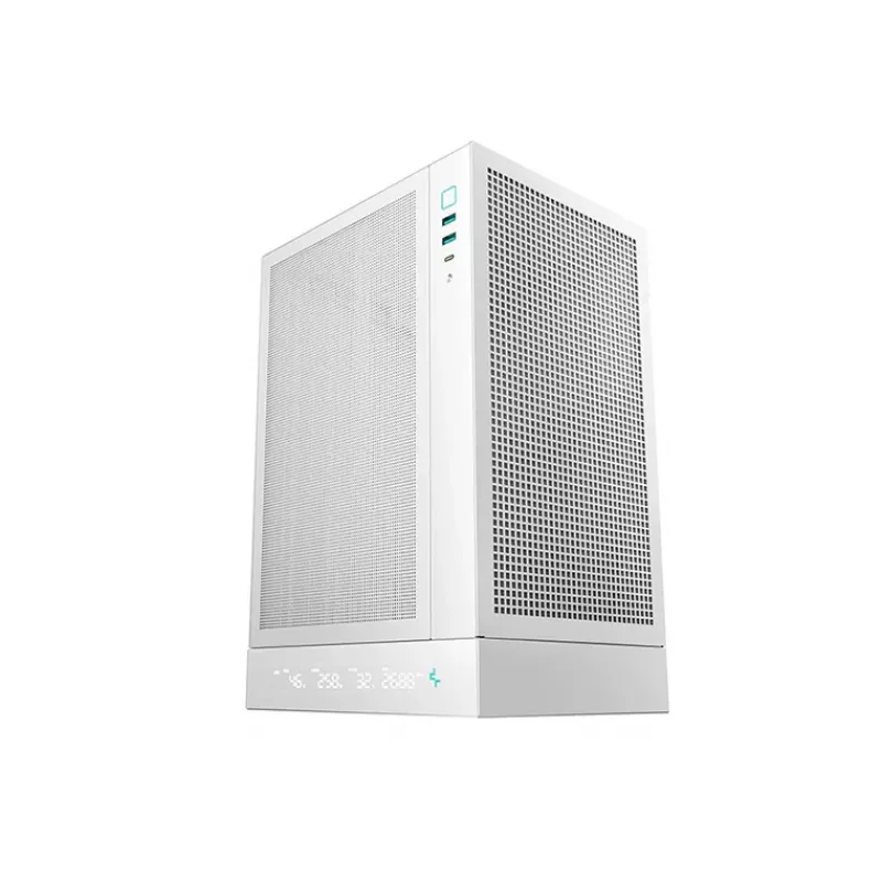 DeepCool CH170 Digital R-CH170-WHNPI0D-G-1 Mini-ITX Mini-Tower-PC-Gehäuse ohne Netzteil, 2x USB 3.0, USB-C, Weiß
