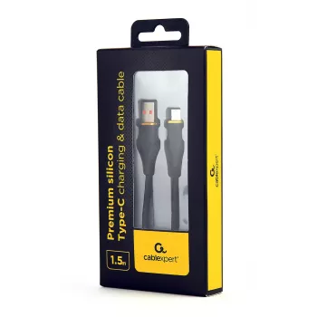 GEMBIRD Premium-Silikon-USB-Typ-C-Lade- und Datenkabel, 1,5 m – Schwarz