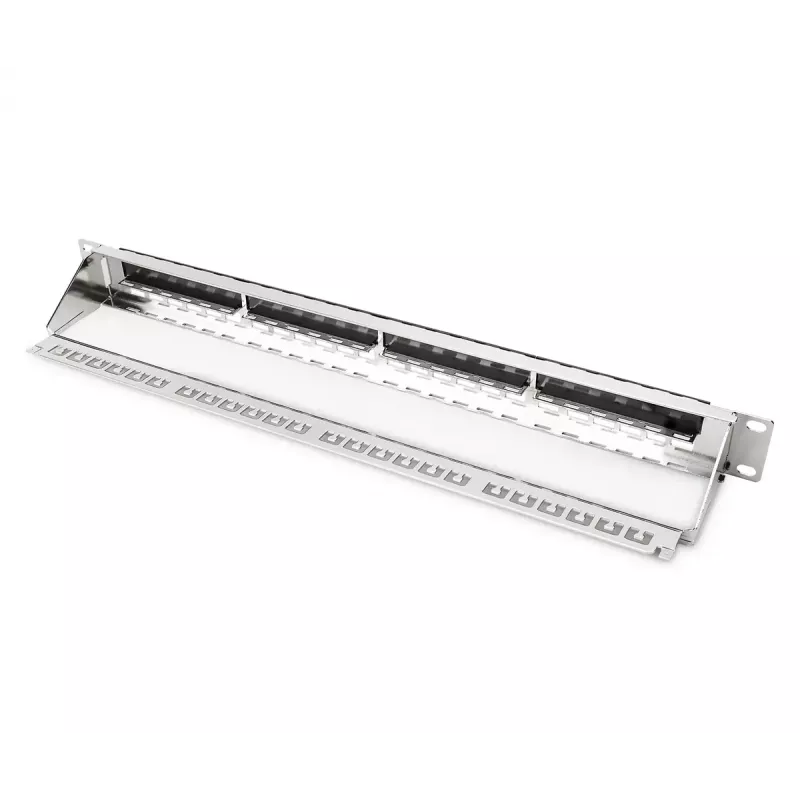 DIGITUS DN-91411-G modulares Patchpanel, 24 Ports, geschirmt, verzinkt, 19 Zoll 1U Rackmontage, unbestückt, Schwarz
