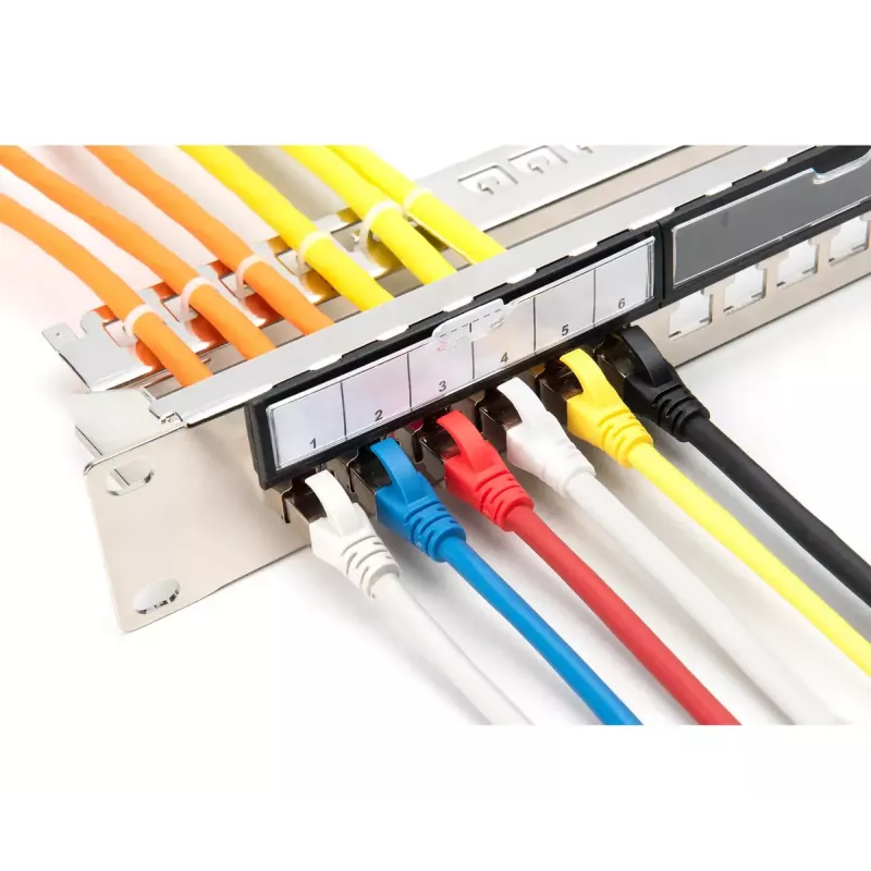 DIGITUS DN-91411-G modulares Patchpanel, 24 Ports, geschirmt, verzinkt, 19 Zoll 1U Rackmontage, unbestückt, Schwarz