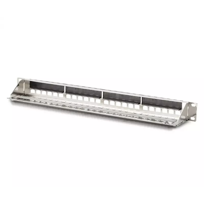 DIGITUS DN-91411-G modulares Patchpanel, 24 Ports, geschirmt, verzinkt, 19 Zoll 1U Rackmontage, unbestückt, Schwarz