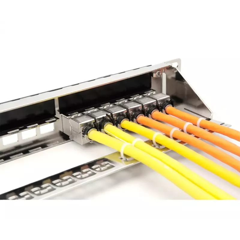DIGITUS DN-91411-G modulares Patchpanel, 24 Ports, geschirmt, verzinkt, 19 Zoll 1U Rackmontage, unbestückt, Schwarz