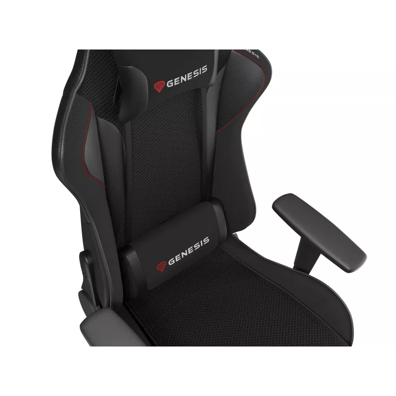 Gaming-Sessel GENESIS Nitro 440 G2, gepolsterter Sitz, Stoff/Kunstleder, grau/schwarz, max. 120 kg, verstellbare Rückenlehne und 1D-Armlehnen