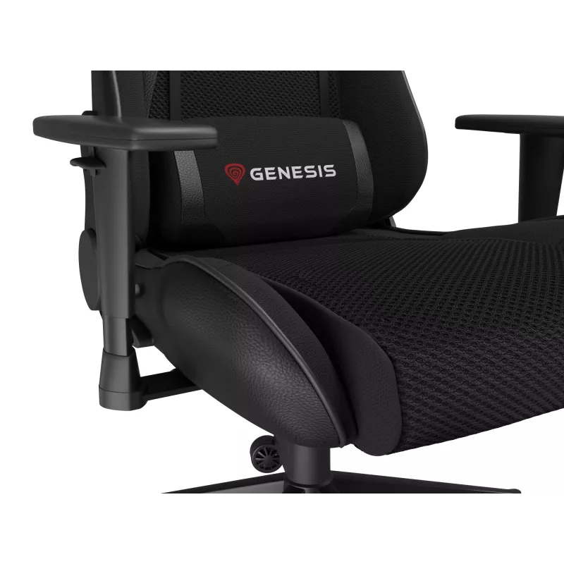 Gaming-Sessel GENESIS Nitro 440 G2, gepolsterter Sitz, Stoff/Kunstleder, grau/schwarz, max. 120 kg, verstellbare Rückenlehne und 1D-Armlehnen