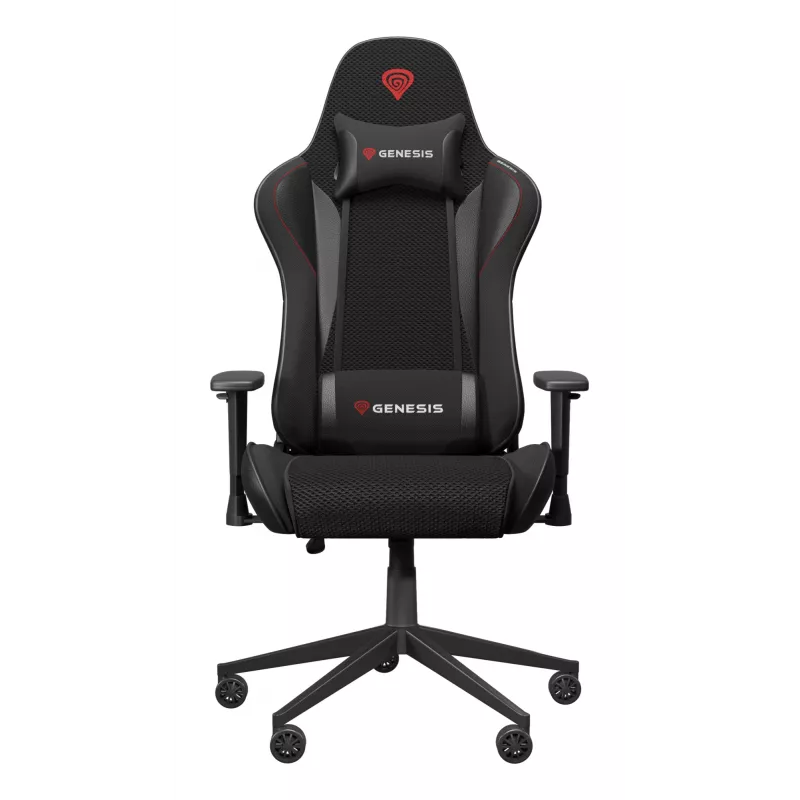 Gaming-Sessel GENESIS Nitro 440 G2, gepolsterter Sitz, Stoff/Kunstleder, grau/schwarz, max. 120 kg, verstellbare Rückenlehne und 1D-Armlehnen