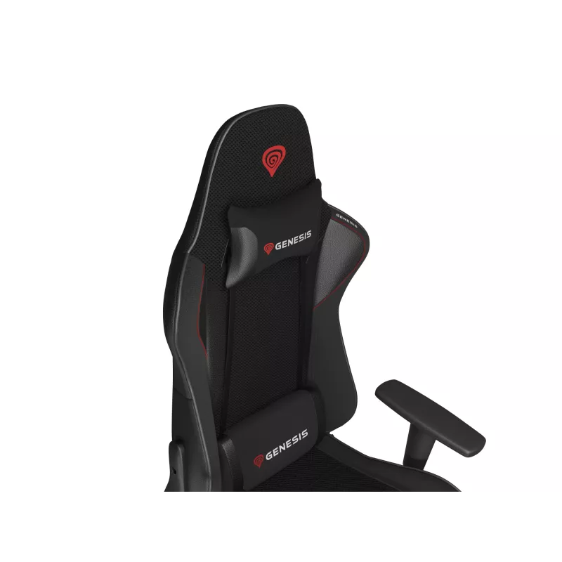 Gaming-Sessel GENESIS Nitro 440 G2, gepolsterter Sitz, Stoff/Kunstleder, grau/schwarz, max. 120 kg, verstellbare Rückenlehne und 1D-Armlehnen
