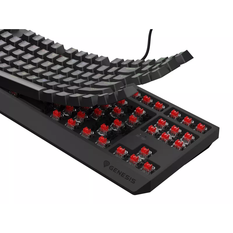 Genesis Thor 230 TKL kabelgebundene mechanische Gaming-Tastatur, US, Schwarz, Outemu Red