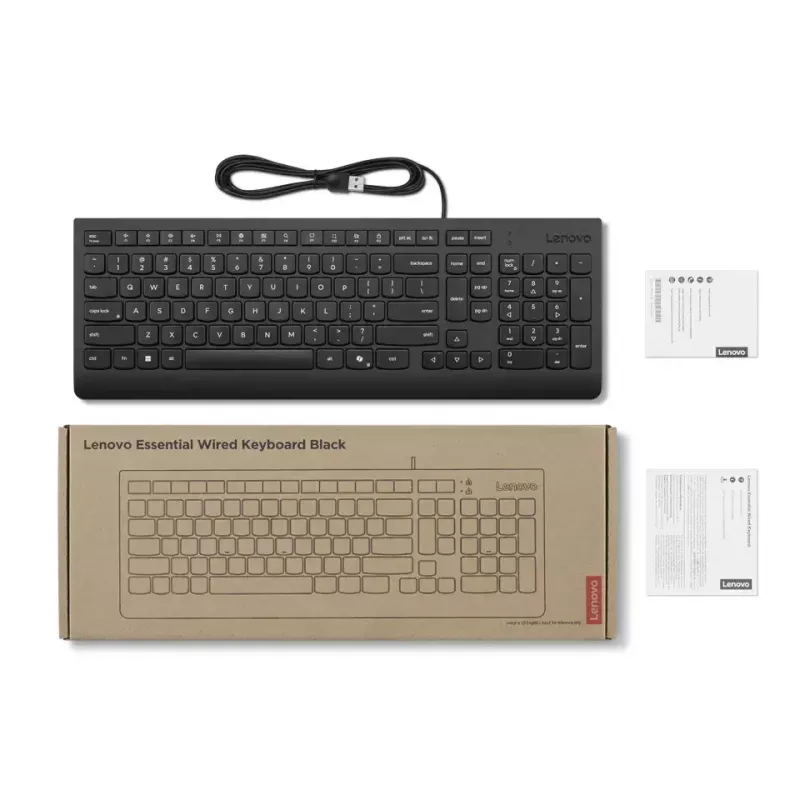 Wired USB Keyboard Lenovo Essential 4Y41R64633 — US English Layout, Black