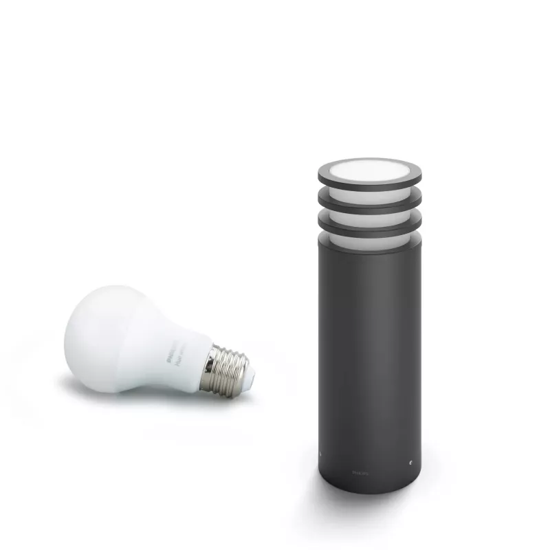 Philips Hue Lucca Outdoor-Sockelleuchte, E27, 9 W, 806 lm, warmweiß, IP44, dimmbar