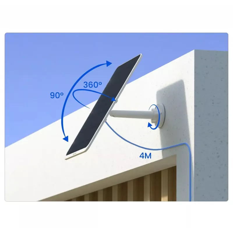 Solarpanel Reolink SP3-W 12W 6V USB-C IP65 Außenbereich, 360° horizontal, 90° vertikal, 4 m Kabel, Technopolymer, weiß