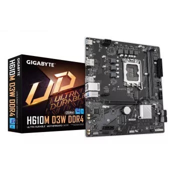 GIGABYTE H610M D3W DDR4 Mainboard - Unterstützt Intel Core CPUs der 14. Generation, 5+1+1 Phasen VRM, bis zu 3200 MHz DDR4, 1x PCIe 3.0 M.2, 1 GbE LAN, USB 3.2 Gen 1