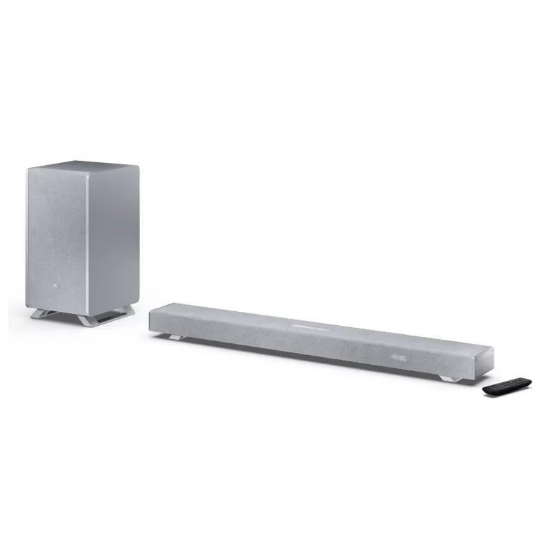 Sharp HT-SBW53121(SL) 3.1.2 Dolby Atmos/DTS:X Soundbar mit kabellosem Subwoofer, 550 W, Bluetooth, Silber
