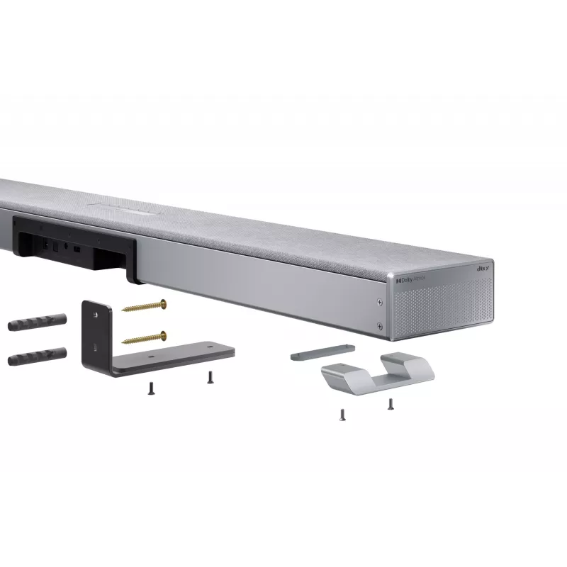 Sharp HT-SBW53121(SL) 3.1.2 Dolby Atmos/DTS:X Soundbar mit kabellosem Subwoofer, 550 W, Bluetooth, Silber