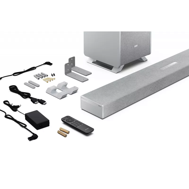 Sharp HT-SBW53121(SL) 3.1.2 Dolby Atmos/DTS:X Soundbar mit kabellosem Subwoofer, 550 W, Bluetooth, Silber