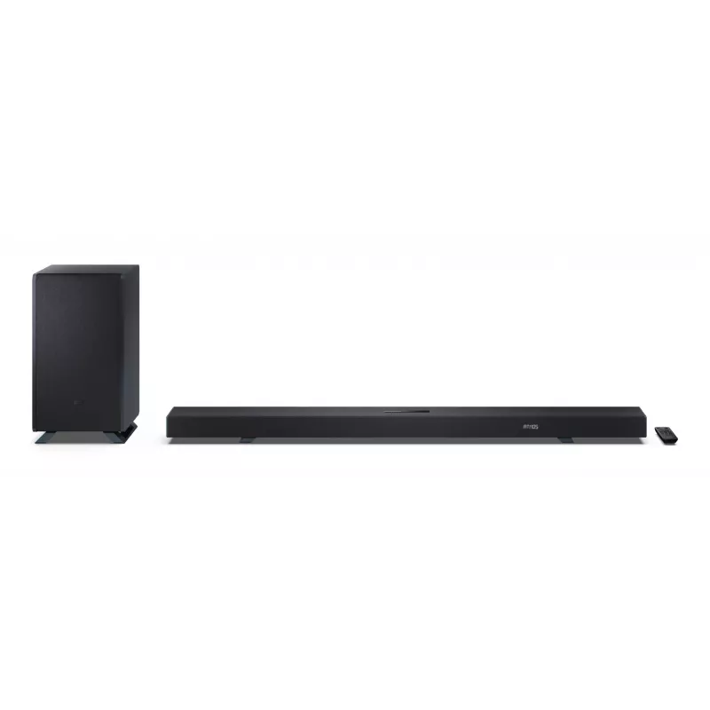 Sharp HT-SBW55121(BK) 5.1.2 Dolby Atmos/DTS:X Soundbar mit kabellosem Subwoofer, 650 W, Bluetooth, Schwarz