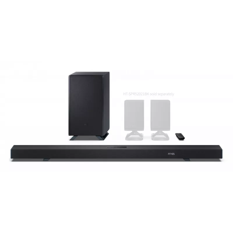 Sharp HT-SBW55121(BK) 5.1.2 Dolby Atmos/DTS:X Soundbar mit kabellosem Subwoofer, 650 W, Bluetooth, Schwarz